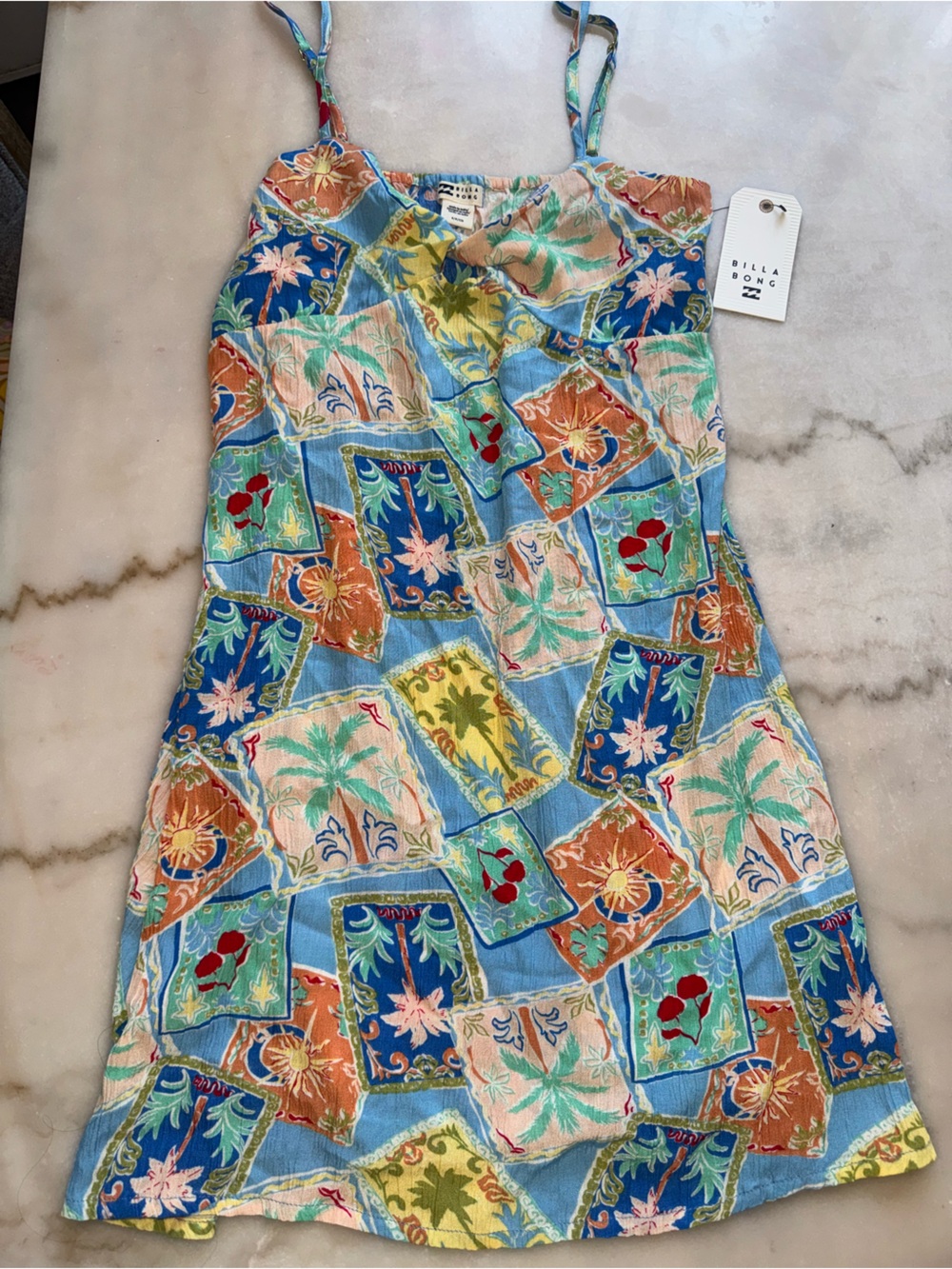 Billabong Blue Multi Patchwork Print Mini Dress